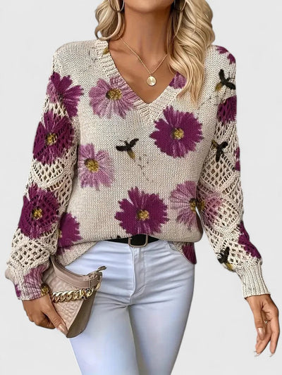 Catarina - Camisola de malha com padrão floral