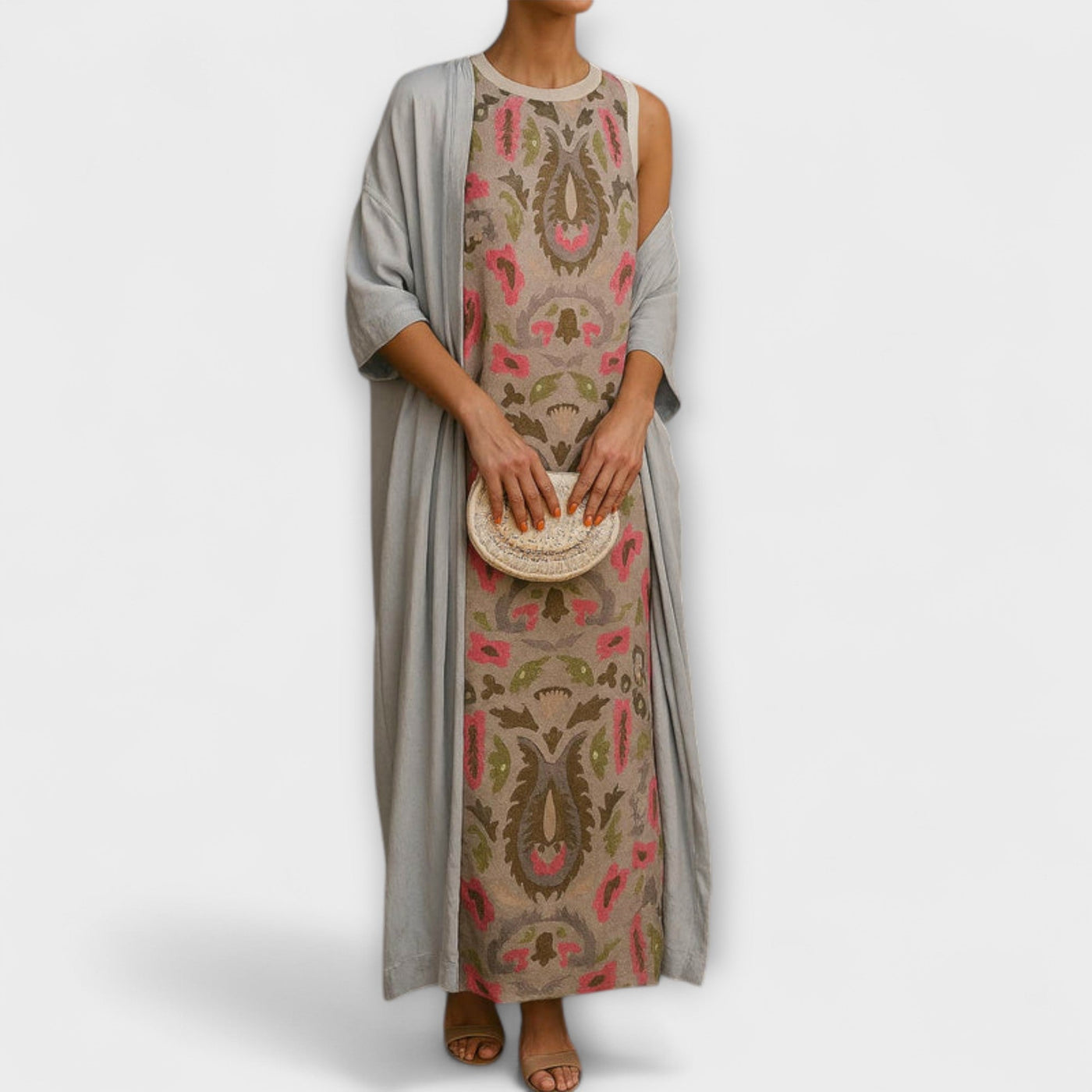 Rafaela – Vestido longo elegante com casaco a condizer