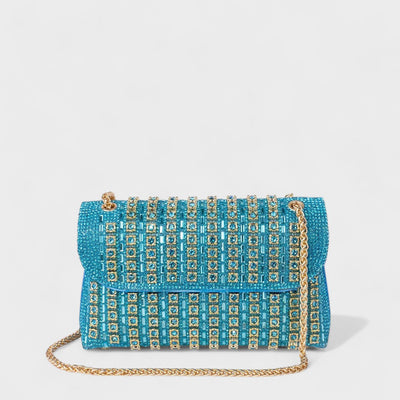 Claudia - Bolsa de ombro com corrente elegante e diamantes coloridos