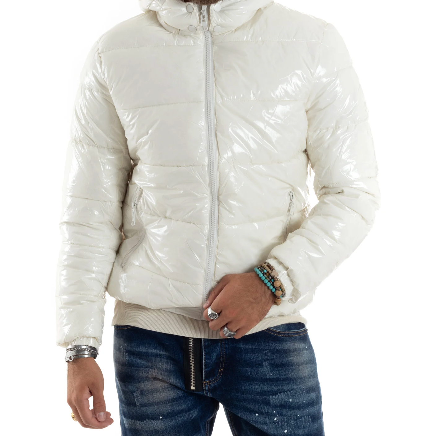 Puffer Bomber para Homem com Capuz