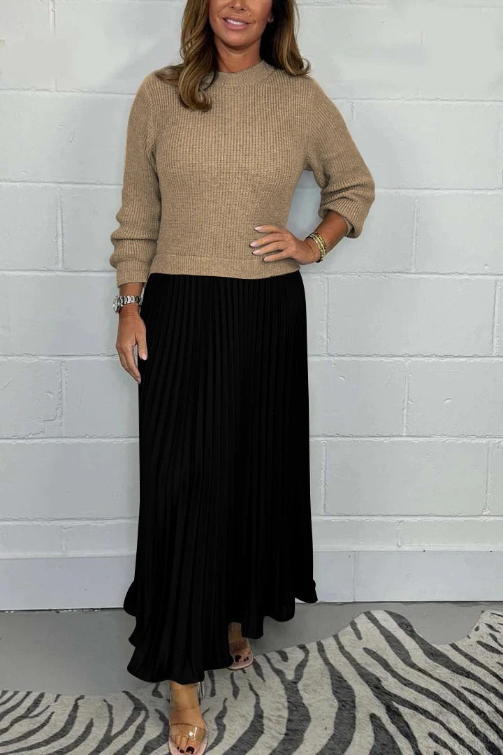 Claudia – Vestido Maxi com Camisola e Saia Plissada