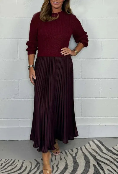 Claudia – Vestido Maxi com Camisola e Saia Plissada