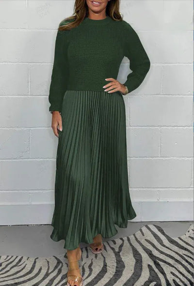 Claudia – Vestido Maxi com Camisola e Saia Plissada