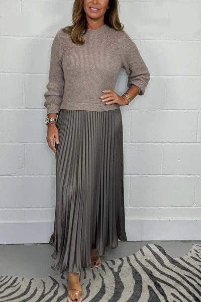 Claudia – Vestido Maxi com Camisola e Saia Plissada