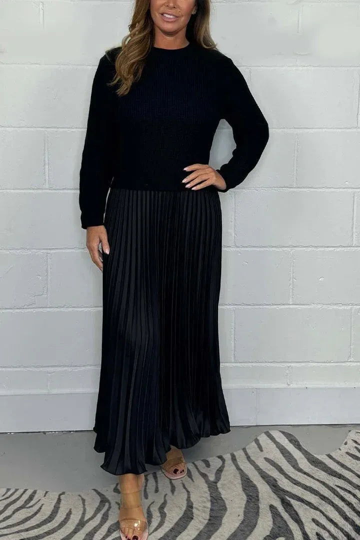 Claudia – Vestido Maxi com Camisola e Saia Plissada