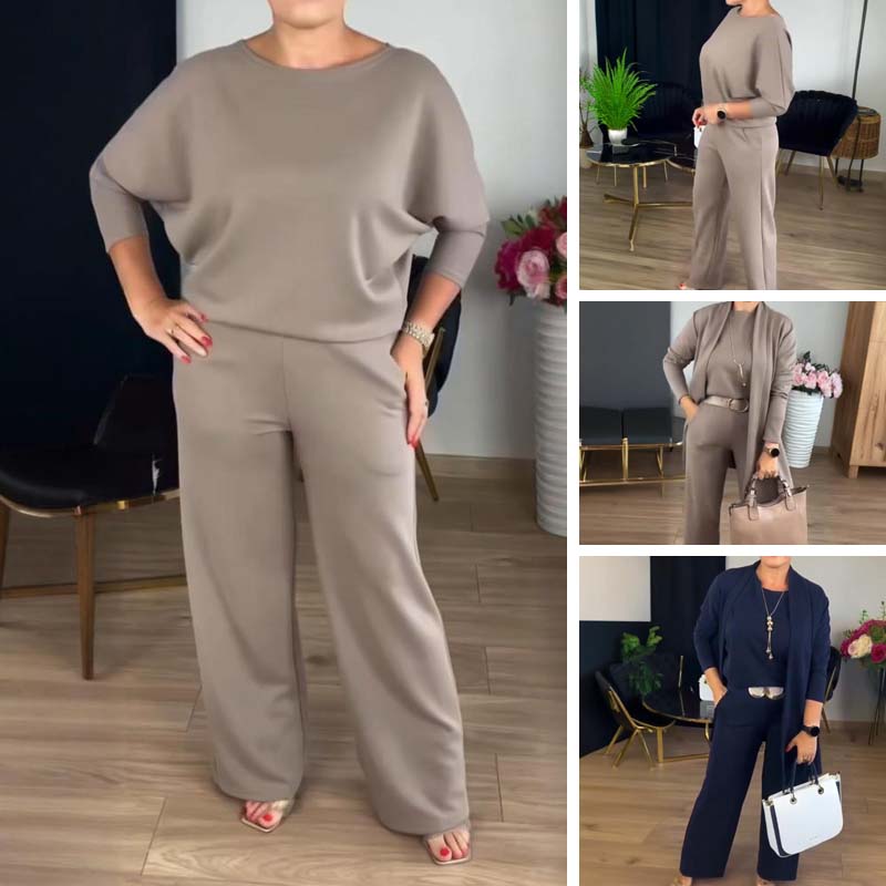 Lunaria | Conjunto Elegante de 3 Peças para Mulher com Cardigan, Top e Calças